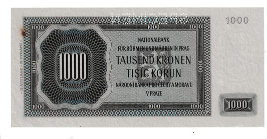 1942 1000 kčs Specimen Ba UNC
