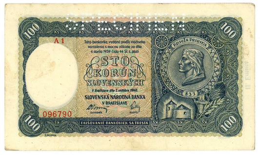 1940 100 korún A1 Specimen