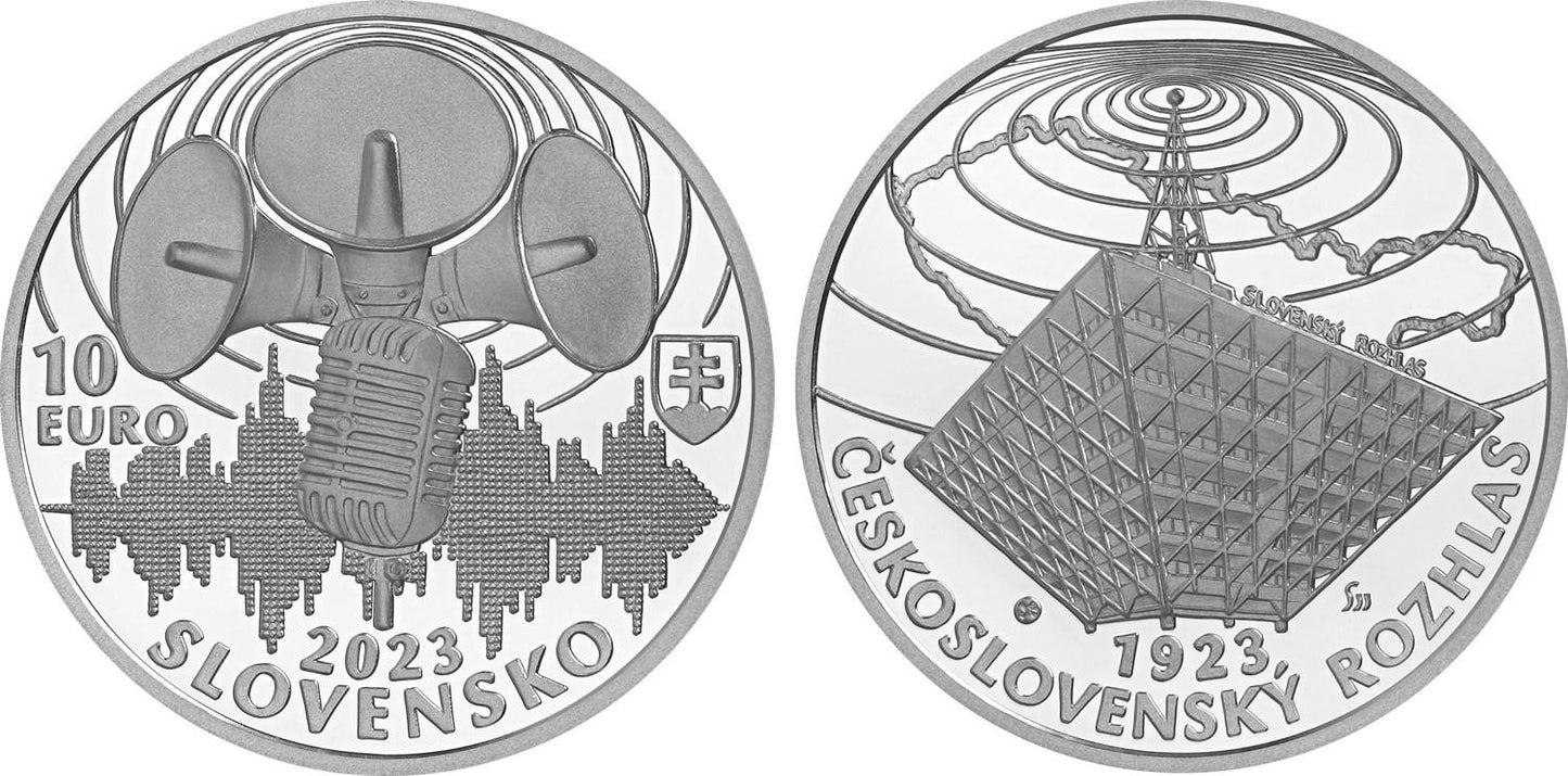 2023 / Minca Ag. 10€ proof - Začiatok Československého rozhlasu