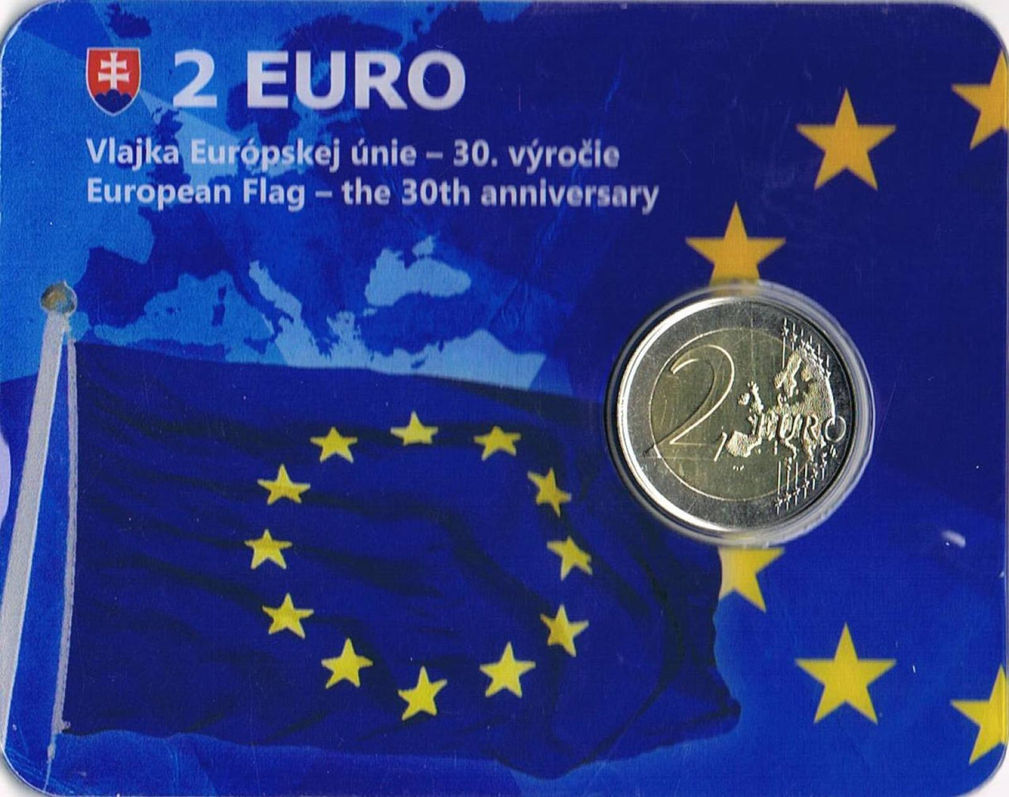 Slovensko 2 euro 2015 Vlajka Európskej únie 30 výročie Karta