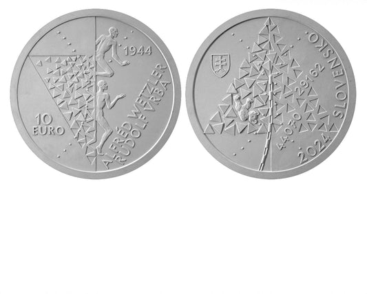 2024 Strieborná minca 10€ Podanie správy o nacistických vyhladzovacích táboroch