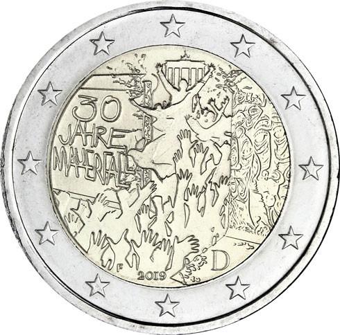 Nemecko 2 eurá 2019 Pád Berlínskeho Múru F