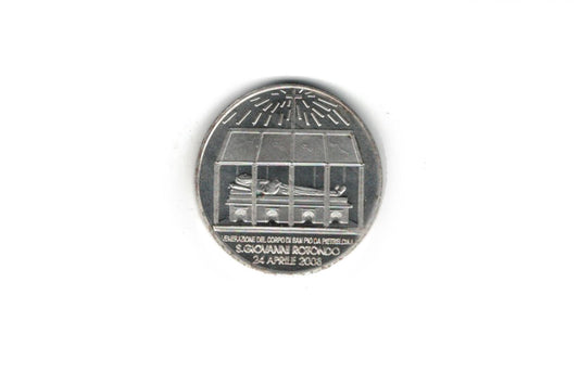 Postriebrená medaila Páter Pio. 2008 Otvorenie hrobu