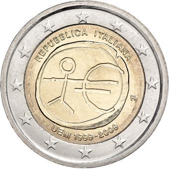 2009 2 Euro Taliansko - 10. výročie hospodárskej a menovej únie