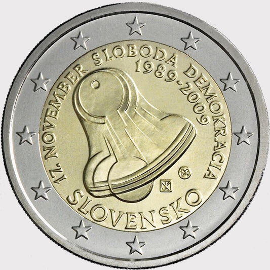 Slovensko 2 euro 2009 20 Výročie 17. Novembra 1989 BU Karta