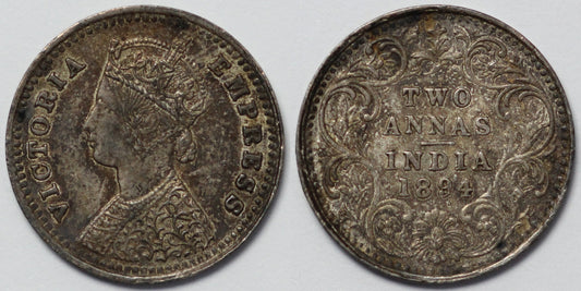 1862 British India 2 Annas: Koloniálny strieborný poklad z Indie