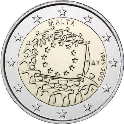 2015 2 EURO Malta - EU vlajka