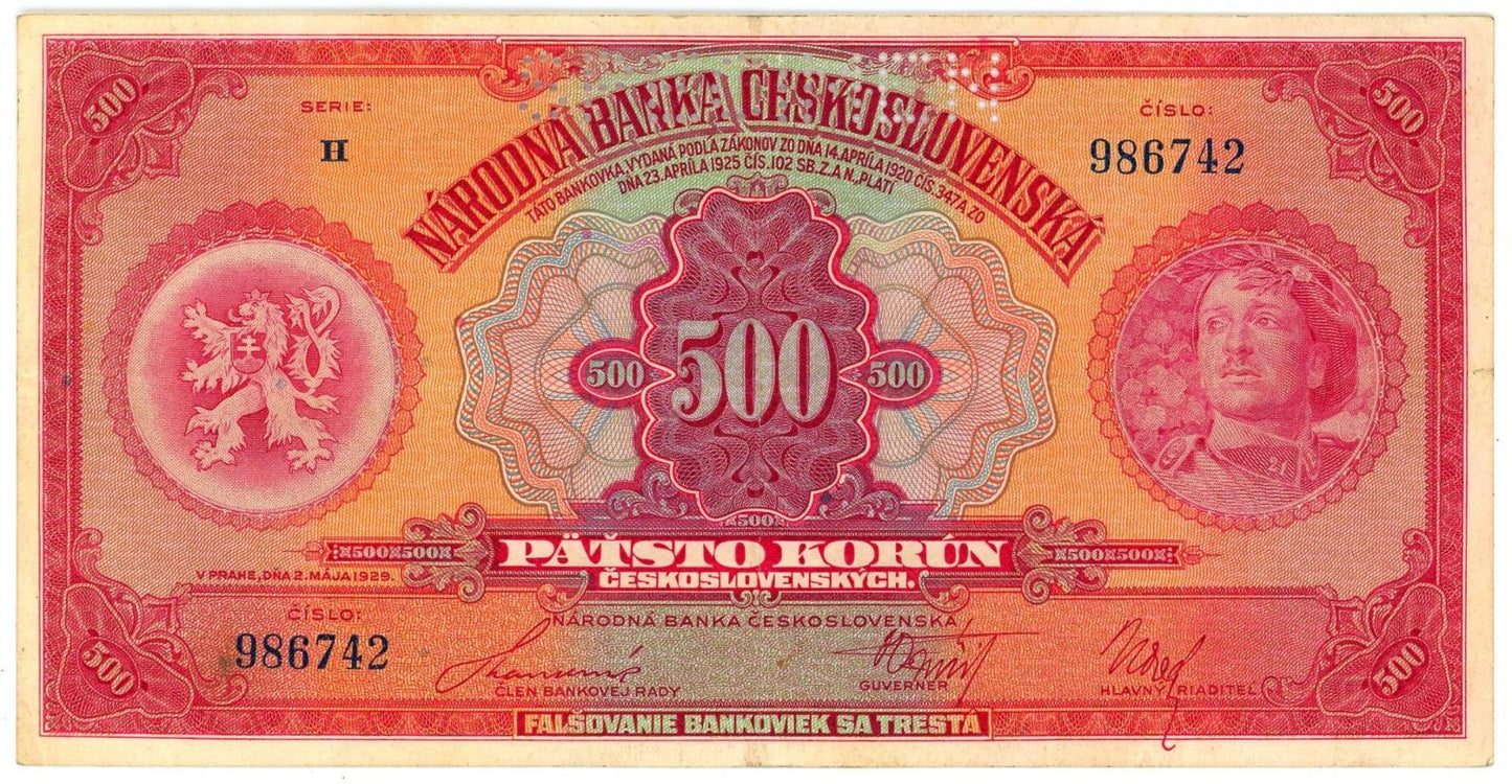1929 500 Korún Speciman série H