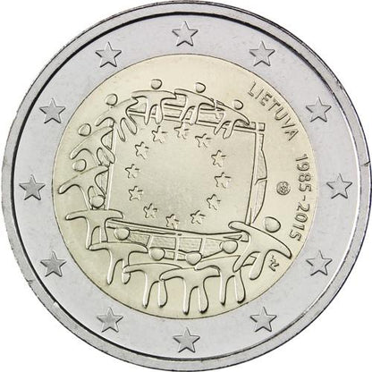 Litva 2 eurá 2015 Vlajka Eú.