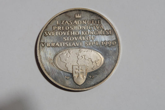 MEDAILA 1990 - Prvé zasadnutie predsedníctva svetového kongresu Slovákov v Bratislave SNS