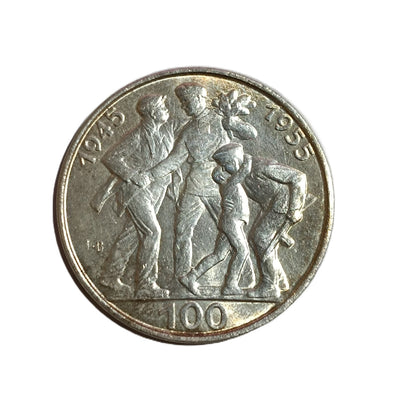 1955 100 Kčs - Oslobodenie Československa - 10. výročie oblé J
