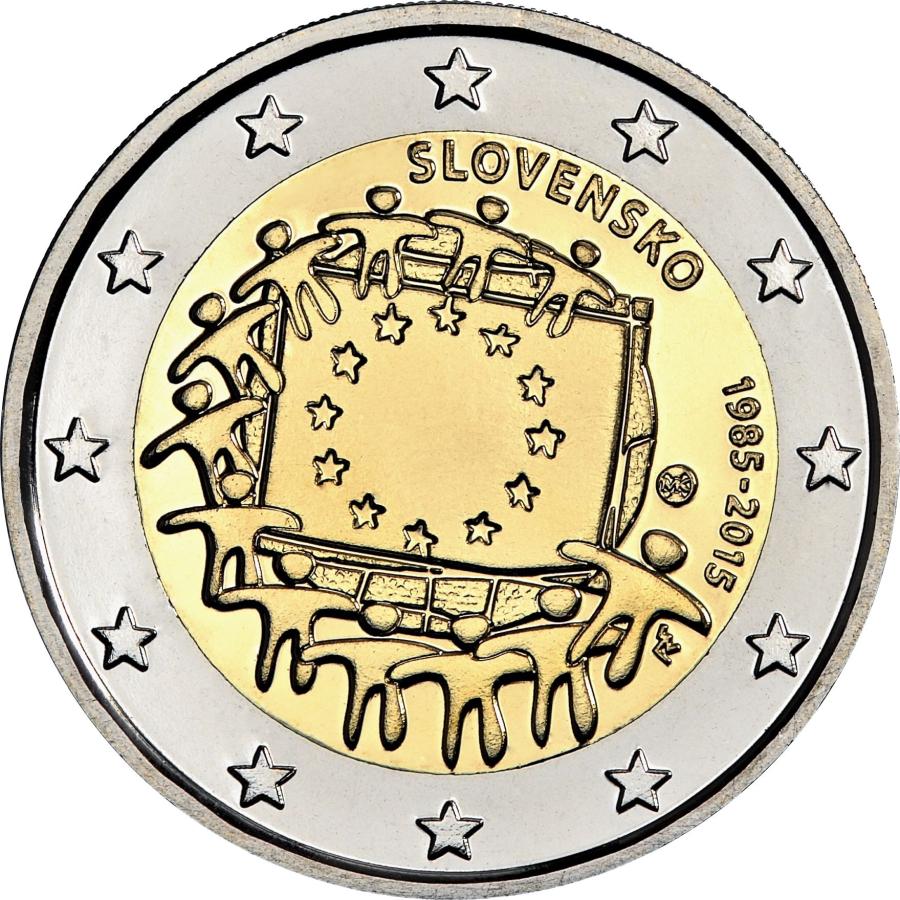 2015 Slovensko 2 euro- 30. výročie vlajky Európskej únieEurópskej únie UNC