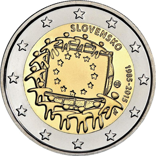 2015 Slovensko 2 euro- 30. výročie vlajky Európskej únieEurópskej únie UNC
