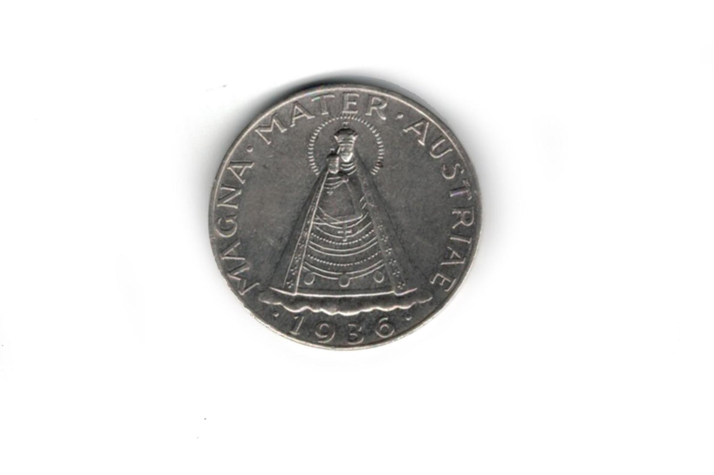 Strieborná minca 5 schilling Magna Mater 0/0 1936