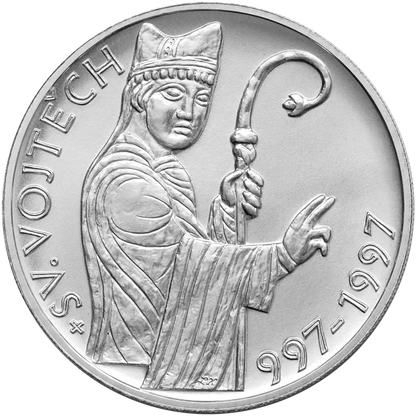 1997 / Pamätná strieborná minca. 200 kč. 1000. výročie úmrtia sv. Vojtecha