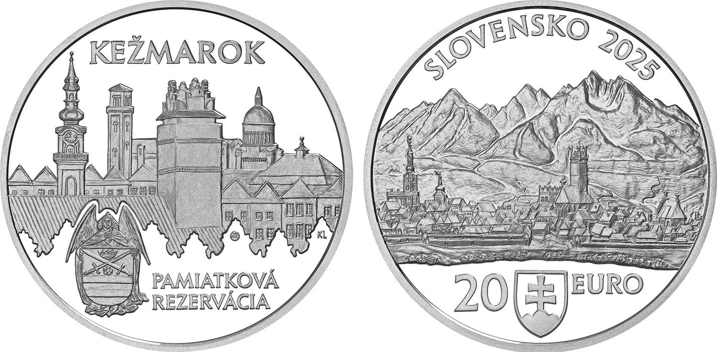 2025 Strieborná minca 20€ - Pamiatková rezervácia Kežmarok