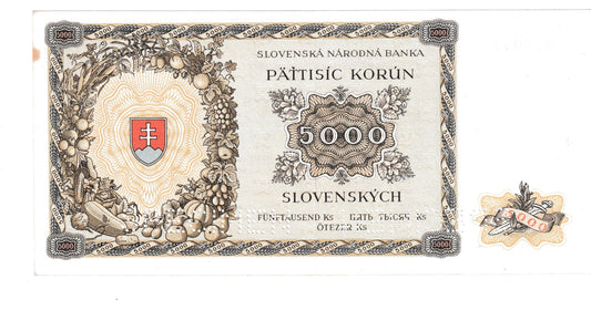 1944 5000 korun Slovenský štát séria 1ha SPECIMEN aunc