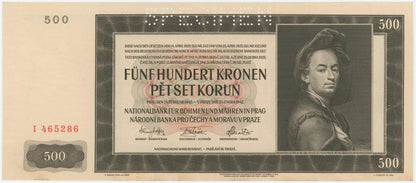 1942 1000 Korún Protektorát Čechy a Morava Speciman AUNC