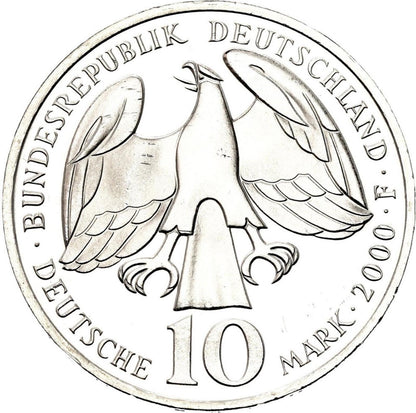 2000 Nemecko strieborná 10 marka. Johann Sebastian Bach