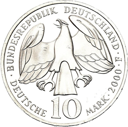 2000 Nemecko strieborná 10 marka. Johann Sebastian Bach