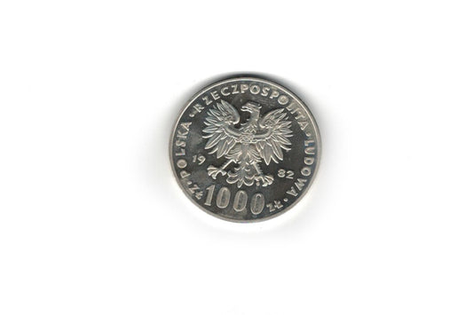 Strieborná minca Ján Pavol II. 1000 zloty Ag. Proof 1982