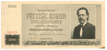 1945 5000 kčs Specimen A12 AUNC