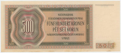 1942 1000 Korún Protektorát Čechy a Morava Speciman AUNC