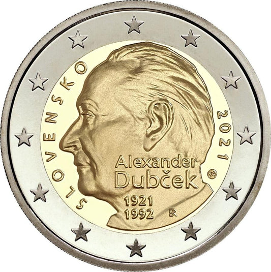 2021 Slovensko 2 euro- 100. výročie narodenia Alexandra Dubčeka UNC