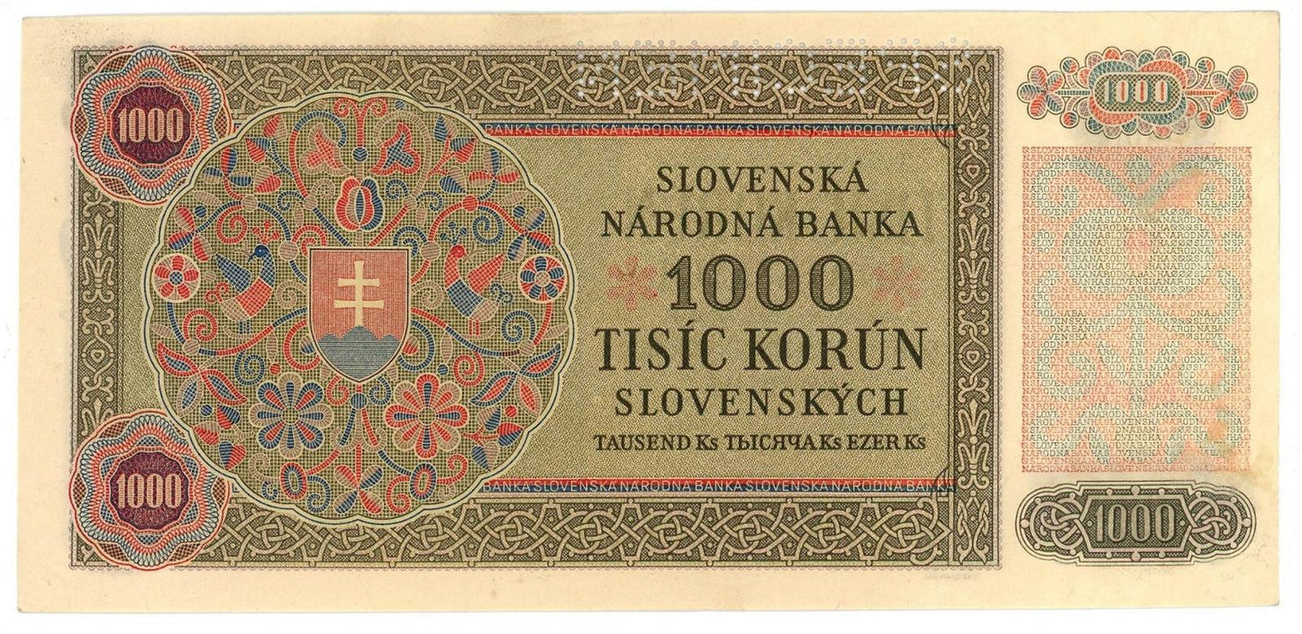 1940 1000 korun Slovenský štát séria 3i5 SPECIMEN