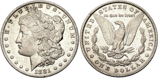 1881 Strieborná veľká minca Morgen dollar