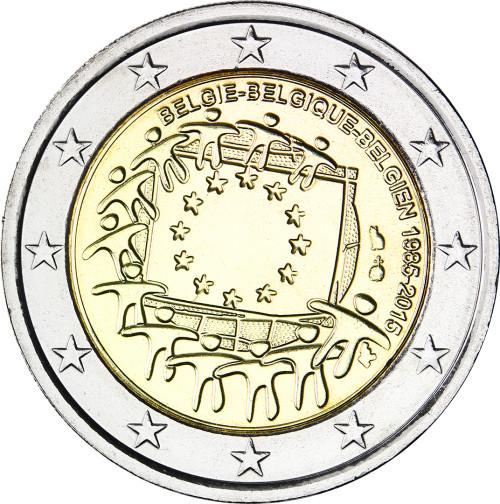 2015 2 EURO Belgicko - EU vlajka