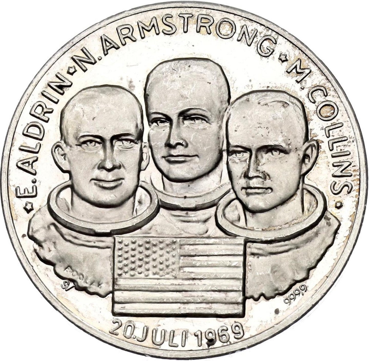 1969 Strieborná medaila Nemecko Apollo XI Pristátie na mesiaci