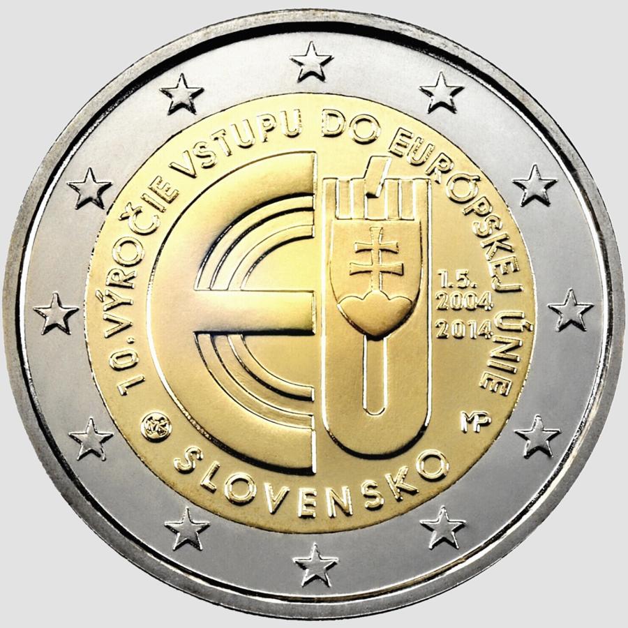 Slovensko 2 euro 2014 Vstup do EU Karta