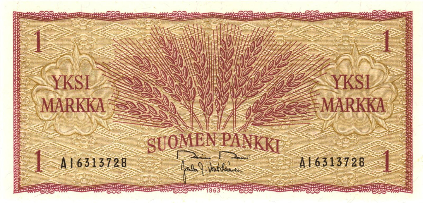 1963 1 Markkaa Fínsko