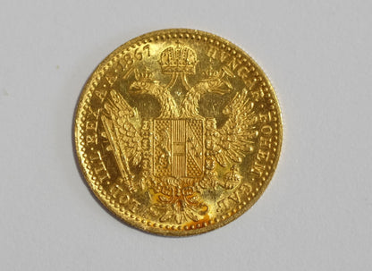 Dukát 1867 A, František Jozef I., krásny stav UNC