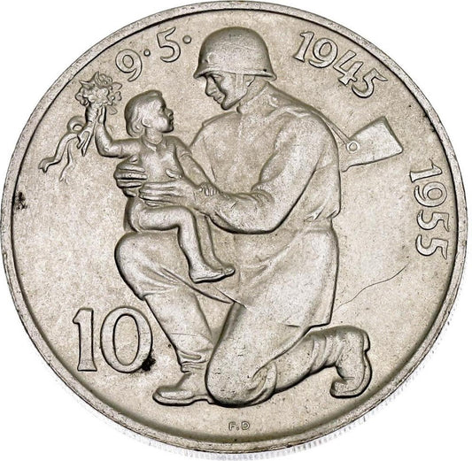 1955 10 kčs  10. výročie oslobodenia Československa